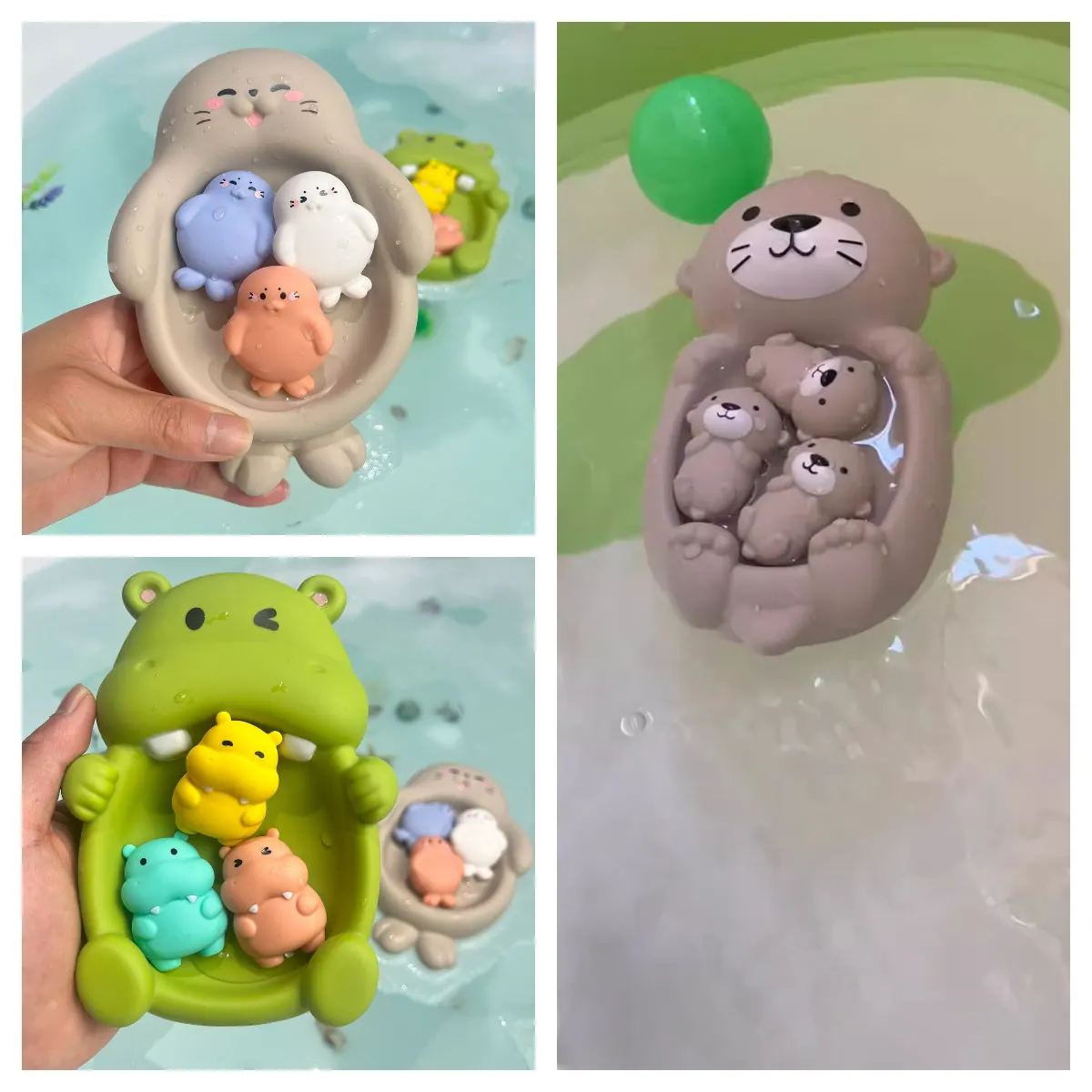 Baby Bad Spielzeug Schwimm Tier Otter Nilpferd Dichtung Kind Badezimmer Dusche Basketballkorb Spiel Kinder Schwimmbad Wasser Spielen Geschenk – Detail 1