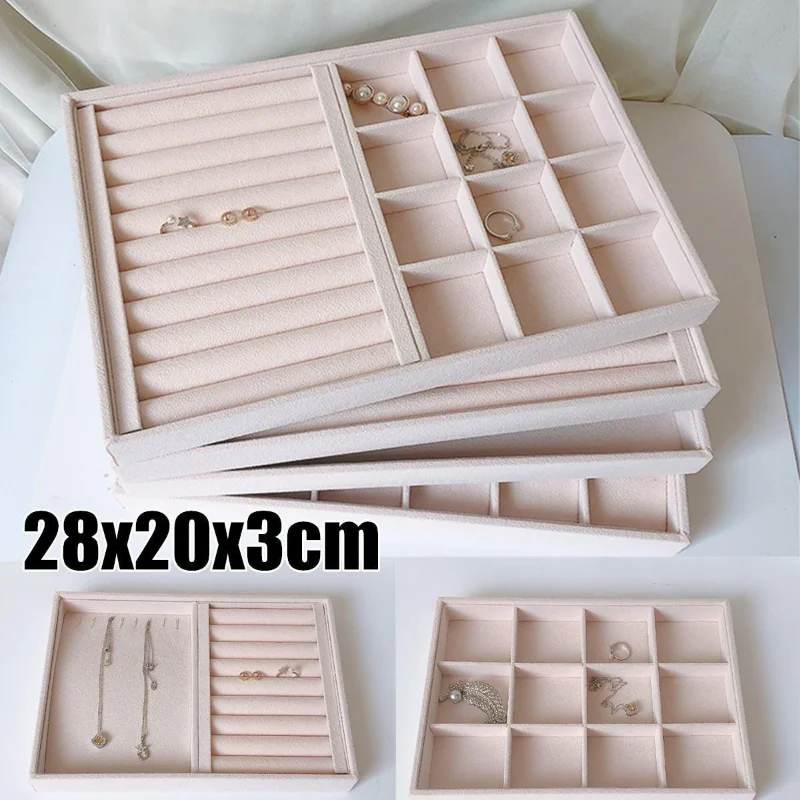 Soft Velvet Stackable Jewelry Tray Case Jewelry Display Storage Box Portable Ring Earrings Necklace Organizer Box Jewelry Holder