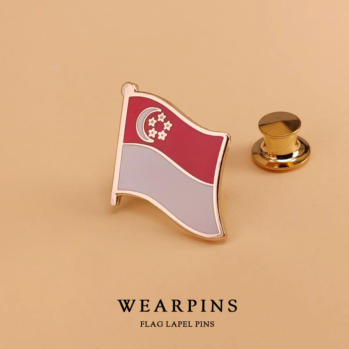 Singapore Flag Lapel Pins Badges Authentic Quality Political Business Men's Lapelpin Badges for Dress Suit Jacket
