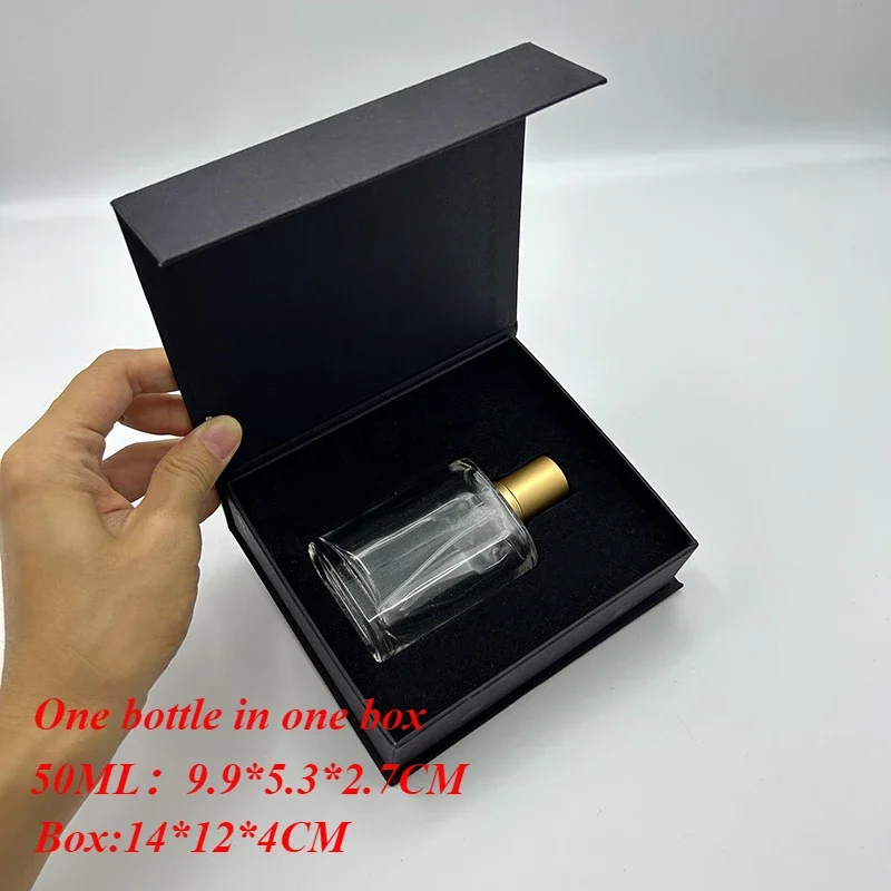 5Pcs/lot 50ml Atomizer Perfume Bottle with Box Packaging Custom Metal Sticker Logo Perfume Box Packaging Luxury Wholesale