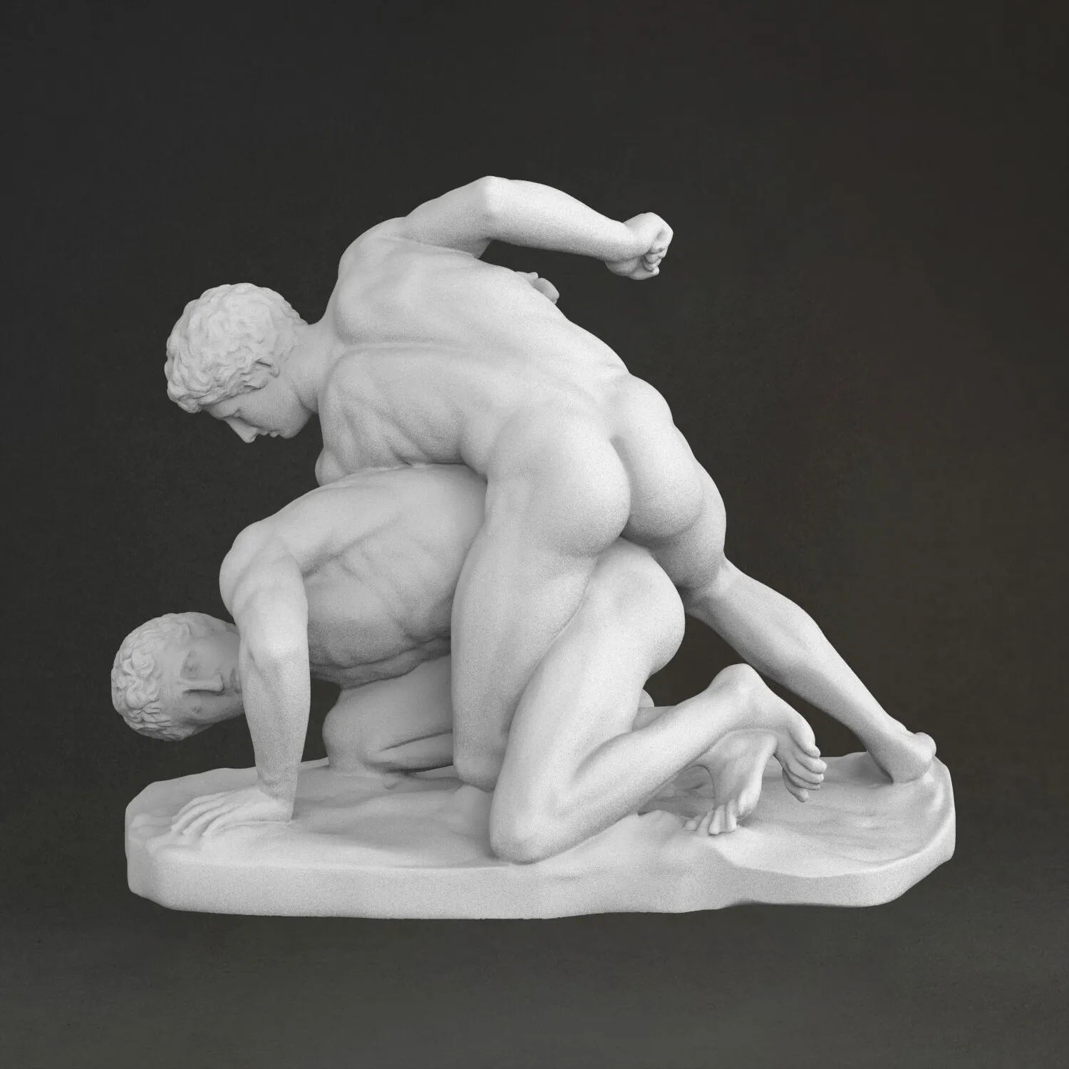 'Uffizi Wrestler' Sculpture, 3D Printed Resin Material, Hand-Painted, Plaster-Like Textured Decoration (Ships Within 10 Days)