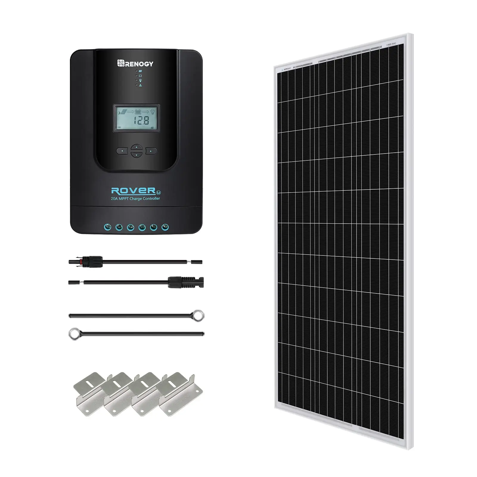 Renogy 12V Monocrystalline Starter Kit for RV Solar Charging, Boats, Off-Grid Systems - Includes 100W Panel, MPPT 20A Controller