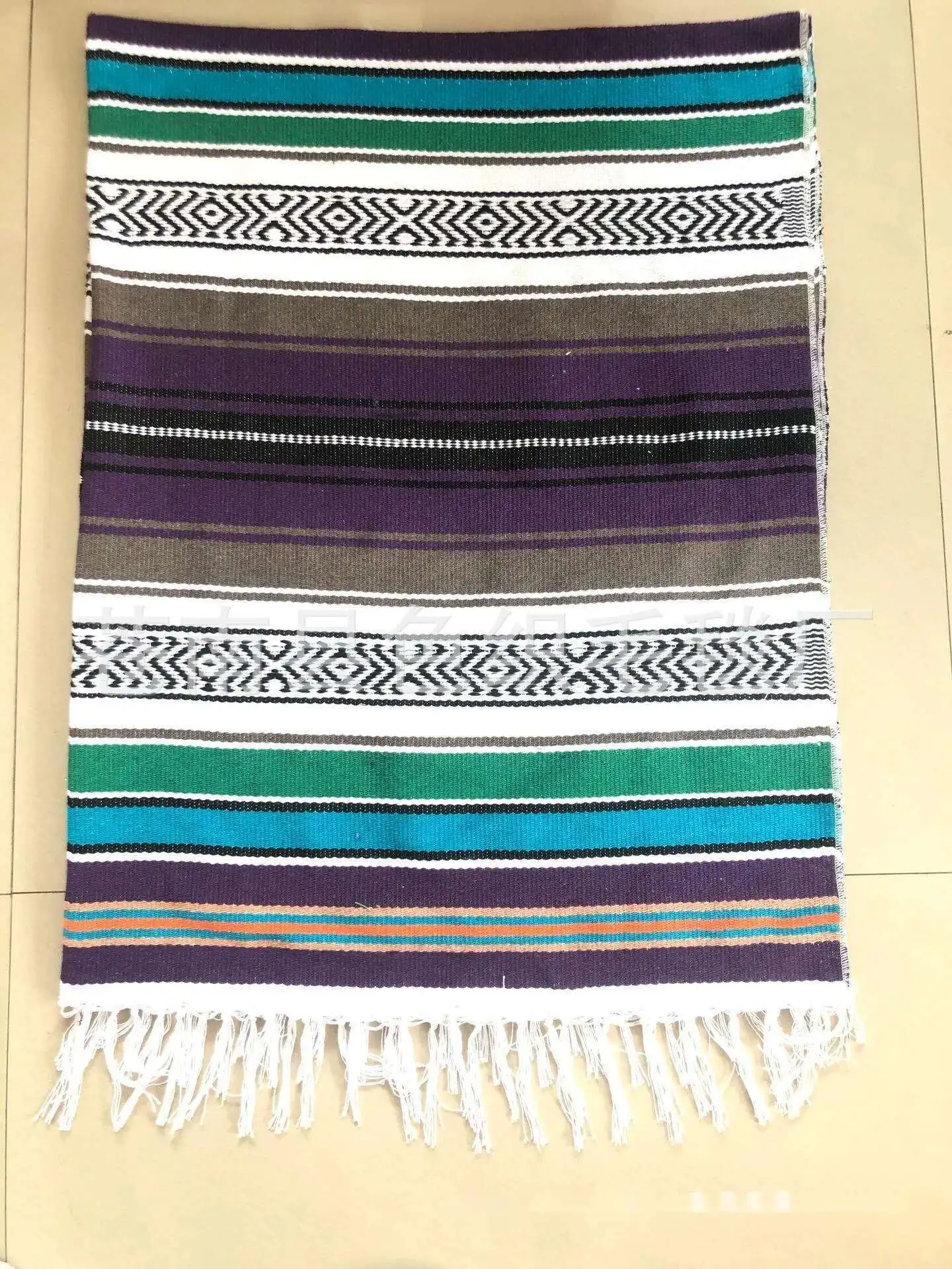 Mexican Blanket Travel Striped Rainbow Beach Blankets Mat for Beds Outdoor Picnic Sofa Cover with Tassel