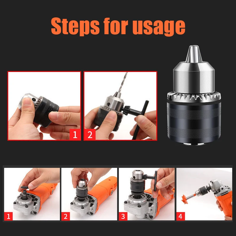 Angle Grinder Electric Drill Conversion Collet 10mm Chuck Holder Power Drill Adapter Convert M10 For 4\