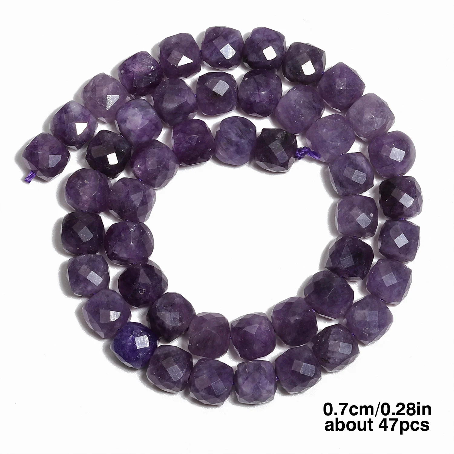 Natural Amethyst Beads 7-8mm Faceted Square Cube Geometric Shape Loose Beads for Jewelry Making Diy Accessories