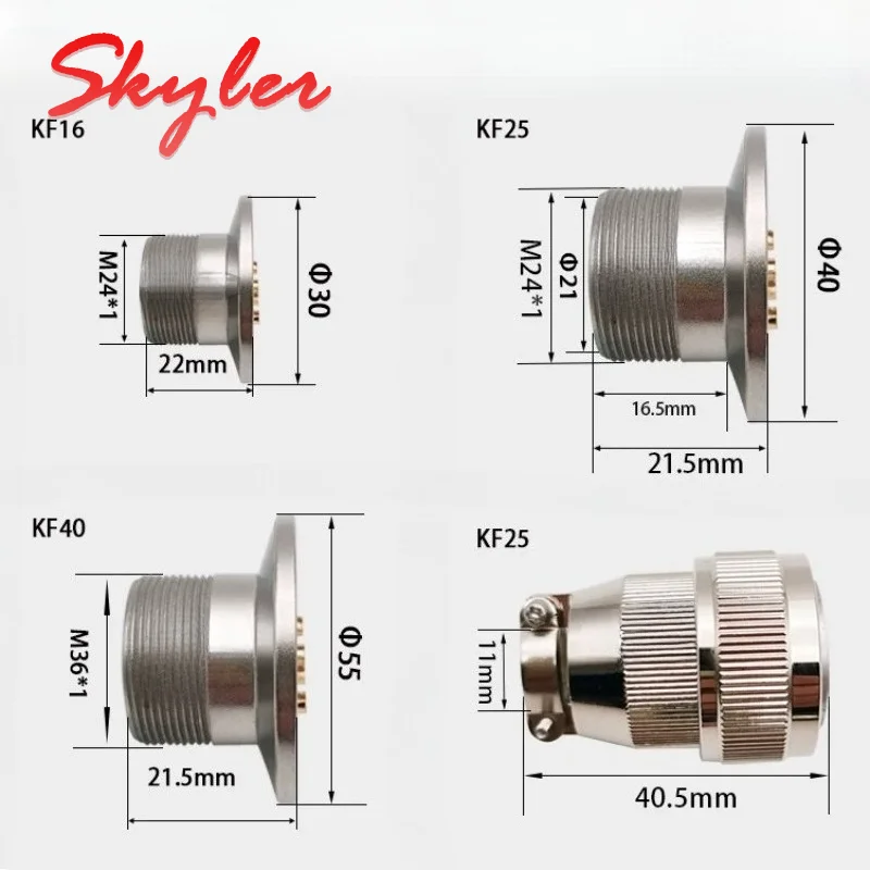 KF25/40 Stainless Steel Aviation Plug Socket Waterproof Vacuum Glass Sintered Connector Gas Seal Flange Quick Installation Joint