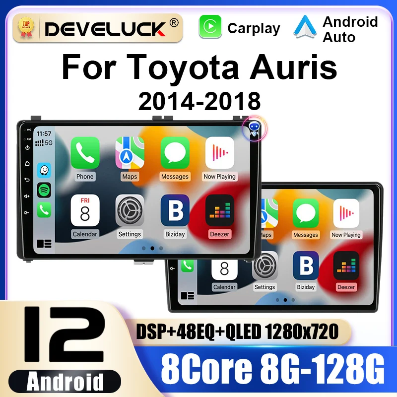 Radio samochodowe 2 Din Android 12 do Toyoty Auris 2014 2015 2016 2017 2018 Multimedialny odtwarzacz wideo GPS 4G Carplay Auto Stereo DVD QLED