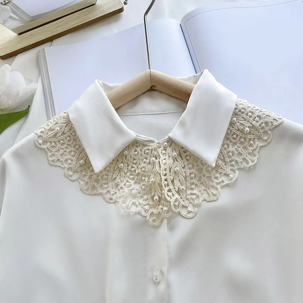 

Doll Collar Lace Fake Collar Pearl Dress Decorative Shoulder Decoration Shirt Collar Cotton Detachable Shawl Women/Girls