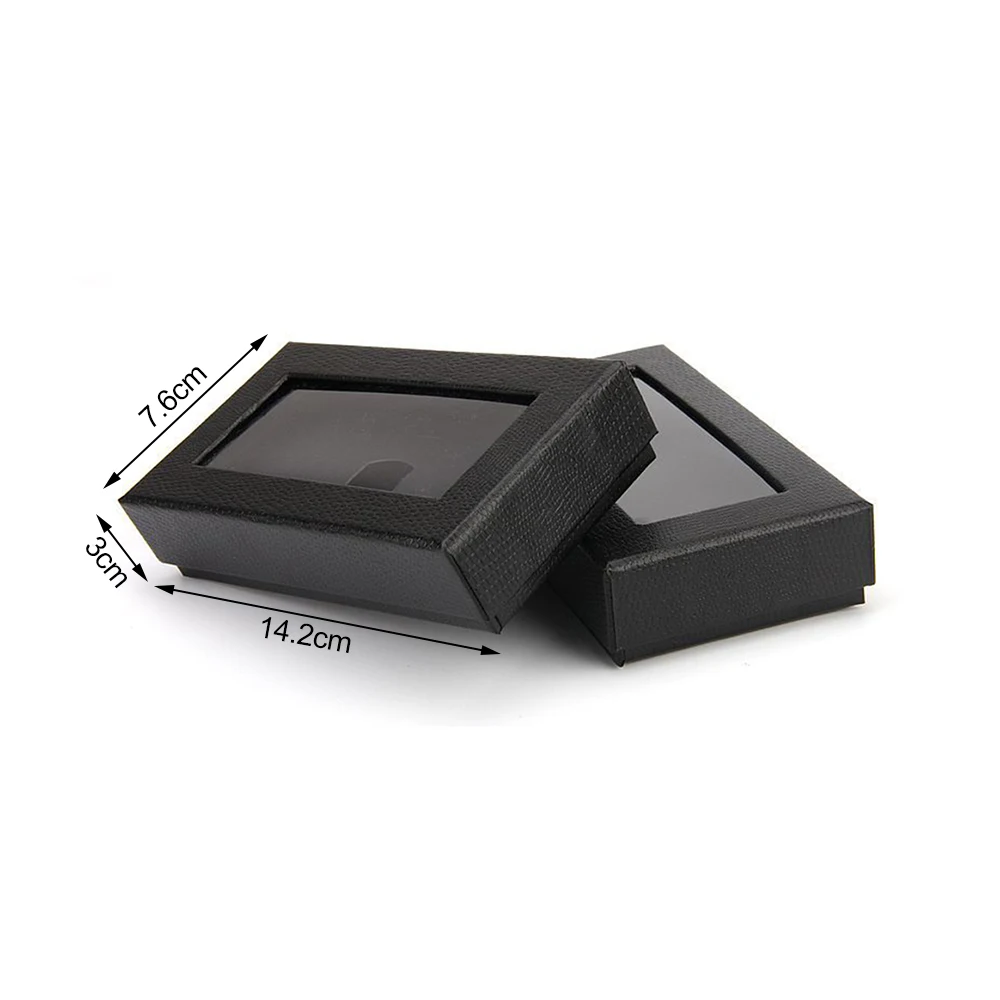 Caja de embalaje de pajarita negra Simple para hombres y mujeres, caja de almacenamiento de anillo de collar con ventana, caja de embalaje de regalo de joyería de boda