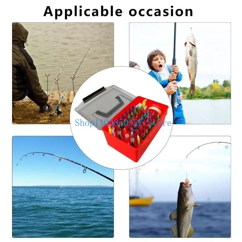

652F Fishing Lined Box 52 Fishing Tackle Box Squid Jig Hard Lures Tool Case