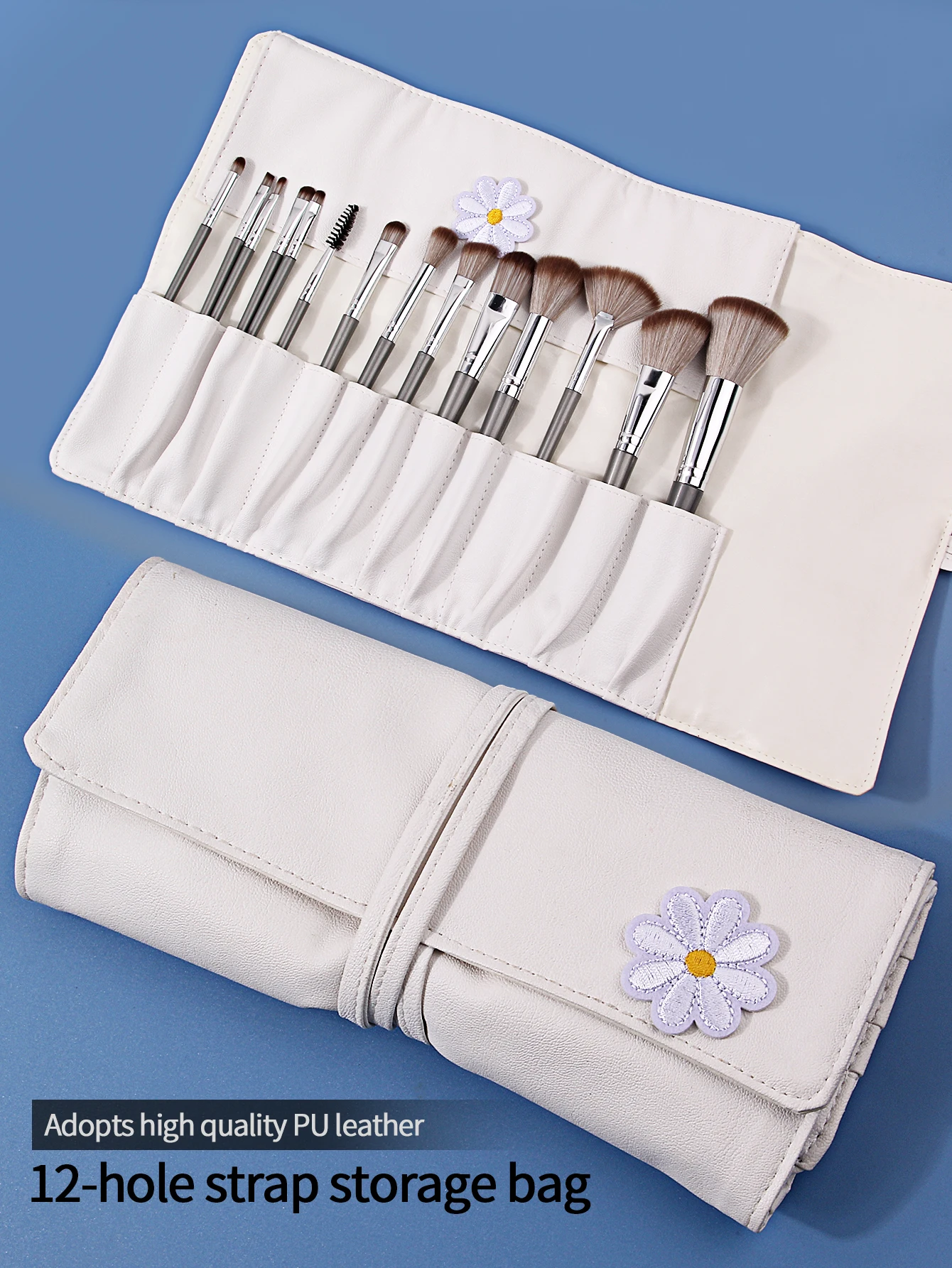 Ensemble de pinceaux de maquillage professionnels 19 pièces: pinceau de maquillage facial multifonctionnel + bouffée de poudre d'éponge de maquillage + sac de sangle de pinceau de maquillage