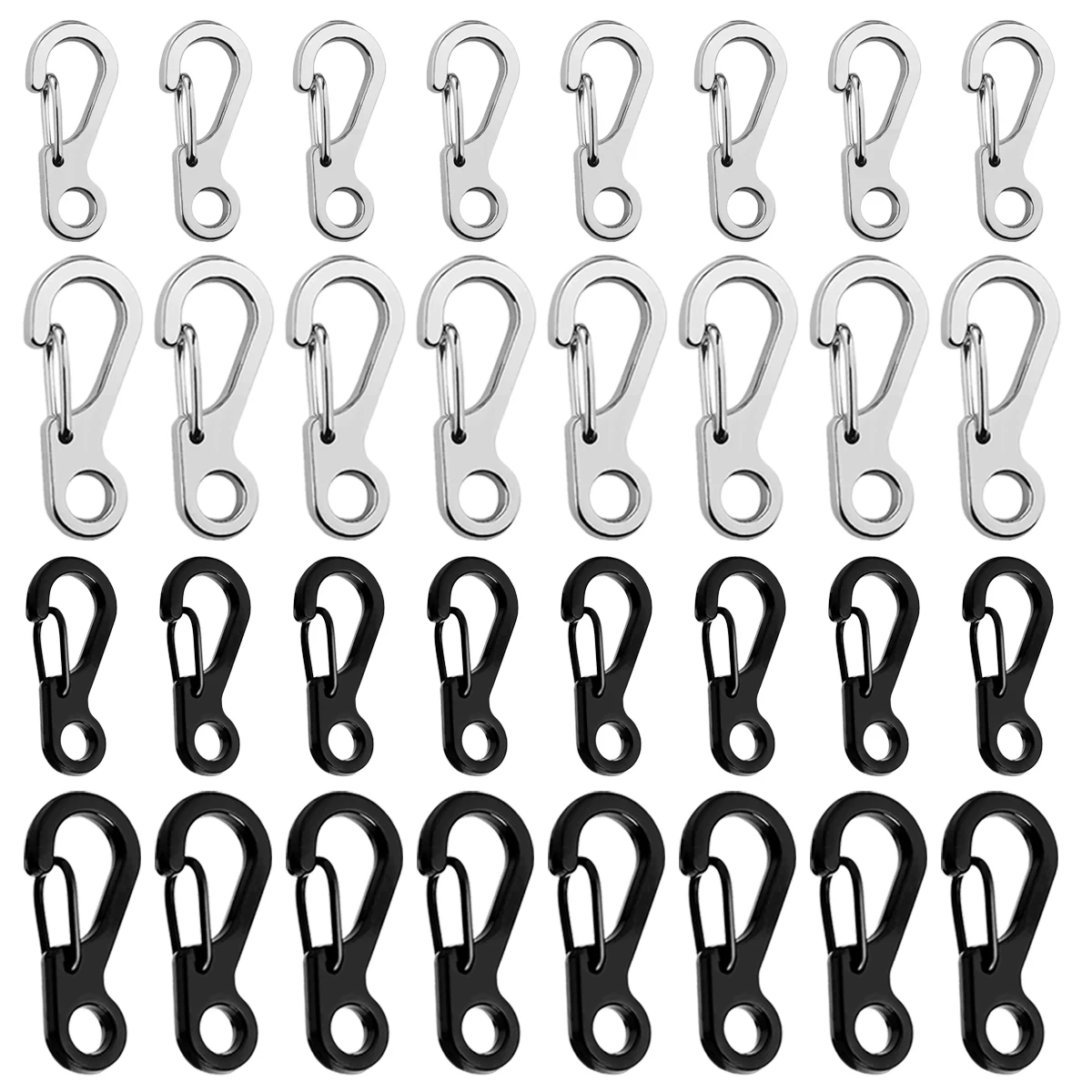15 Pcs Mini Carabiner Clips Spring Snap(2 Size) Hook for Bags Keychain Camera Strap Pet Leash Ropes Chains and DIY Accessories