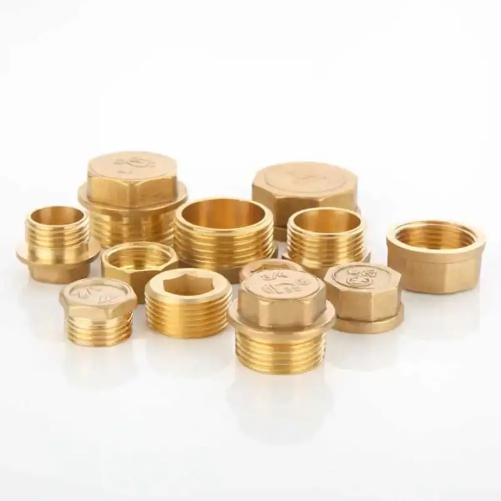 Brass Threaded Pipe Plug Hex Head Corrosion Resistant Blind Stopper Threaded Pressure Resistant Pipe Connector Garden Pipe