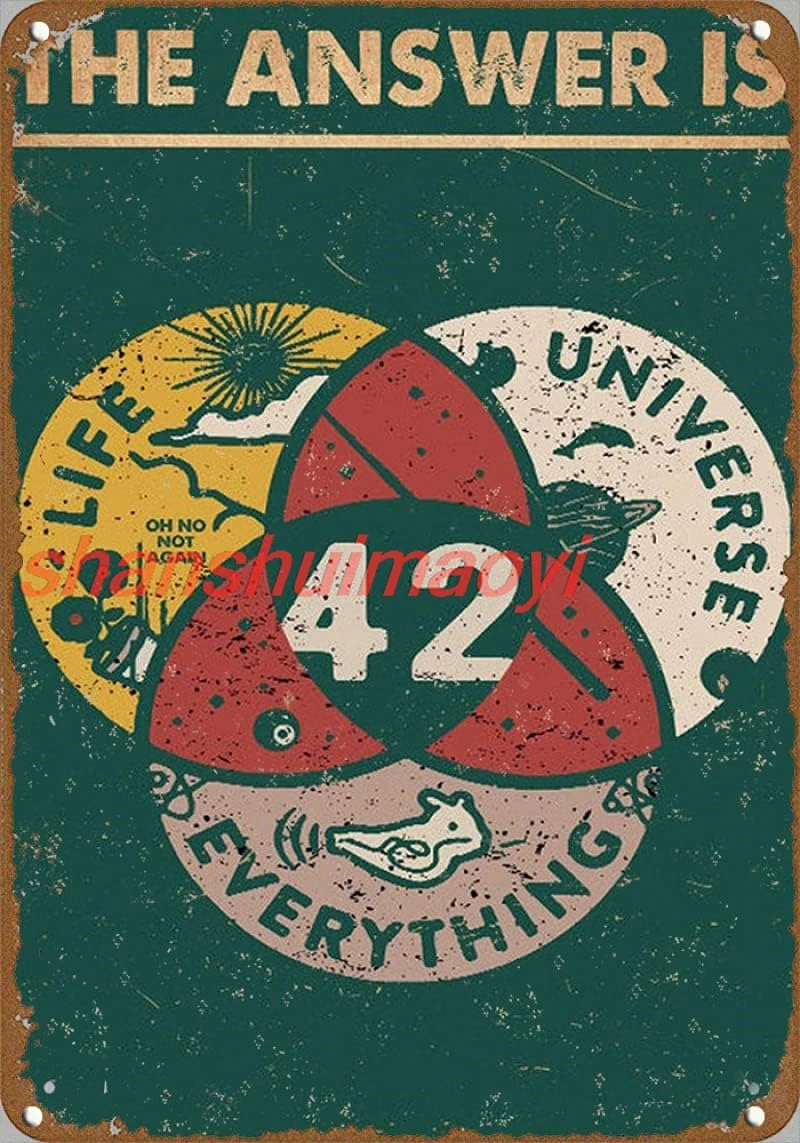 graman 42 The Answer to Life The Universe and Everything Poster Science Lover Wall Art Funny Hiking Art Print Hitchhike sha sign