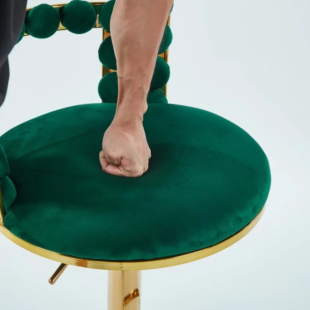 Modern Bar Chair(Set Of 2) With Golden Color Iron Tube Legs, Soft Cushions And Comfortable Backrest, Suitable For Dining Room,