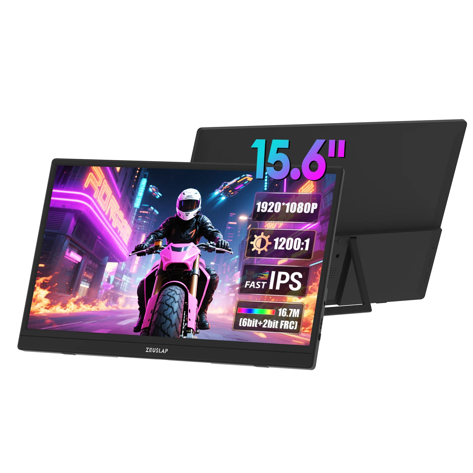 

ZEUSLAP 15,6-дюймовый FHD 1920x1080P IPS-панель USB-C HDMI Source Портативный монитор для телефона, ноутбука, ПК, Nintendo Switch Second Display