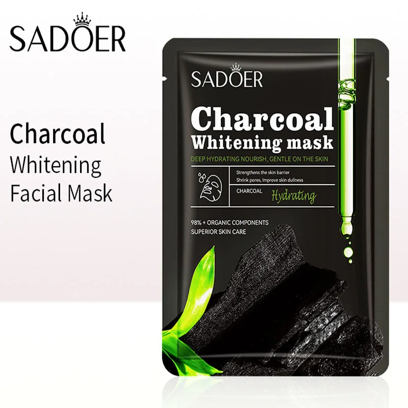 10PCS Bamboo Charcoal Whitening Moisturizing Black Facial Mask Deep Moisturizing Cleaning Sooth Moisturize Bright Skin