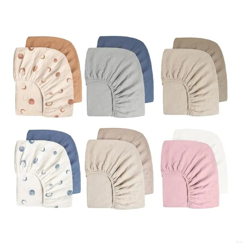 B03A 2PCS Baby Bassinet Fitted Sheet 2-Layer Crib Pad Sleeve Bedding Stuff Machine Washable Mattress Protective Cover