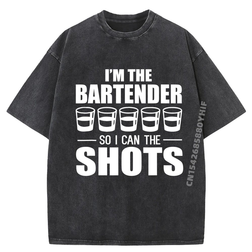 تي شيرت I M The So I Call The Shots Bartenders جرافيك تي شيرت رجالي قطني مريح مغسول قميص رجالي مطبوع إبداعي #1