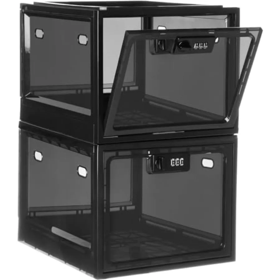 

Medicine Lock Box with Code Lockable Storage Box for medication Food Phone Tablet Premium Plastic Large Locking Organizer Bin f