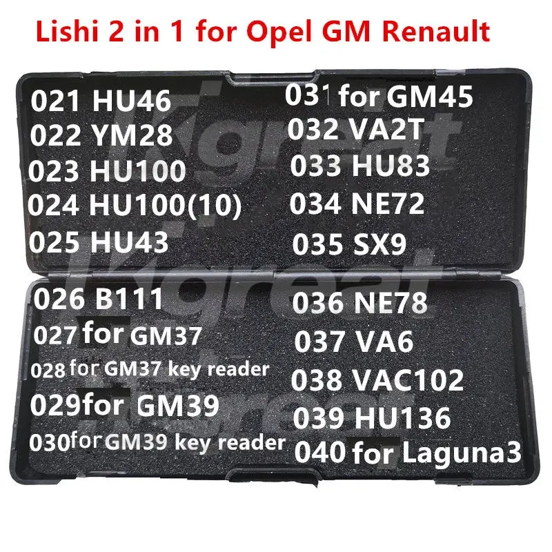 

021-040 Lishi 2 in 1 HU46 YM28 HU100 HU43 B111 for GM37 GM39 GM45 VA2T HU83 NE72 SX9 NE78 VA6 VAC102 HU136 for Laguna3 Opel GM