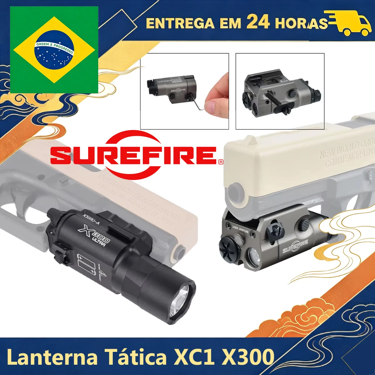 エアソフトxc1-x300ウルトラx300uタクティカルシュアファイアスカウトハンドヘルド懐中電灯（glock-17-19用）ハンティングライトランタン20mmレールトーチ
