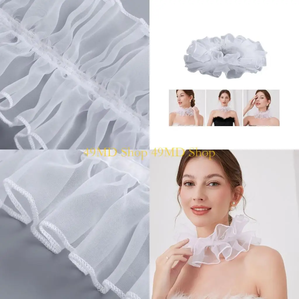 49md-women-elegant-mesh-gauze-ruffled-false-collar-ribbon-tie-choker-small-neck-ruff