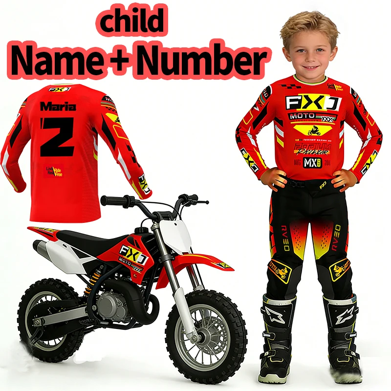 

motocross child set Motorcycle jersey and pants kids clothing big boy girl Youth mx gear set Customized Number Name racing suit