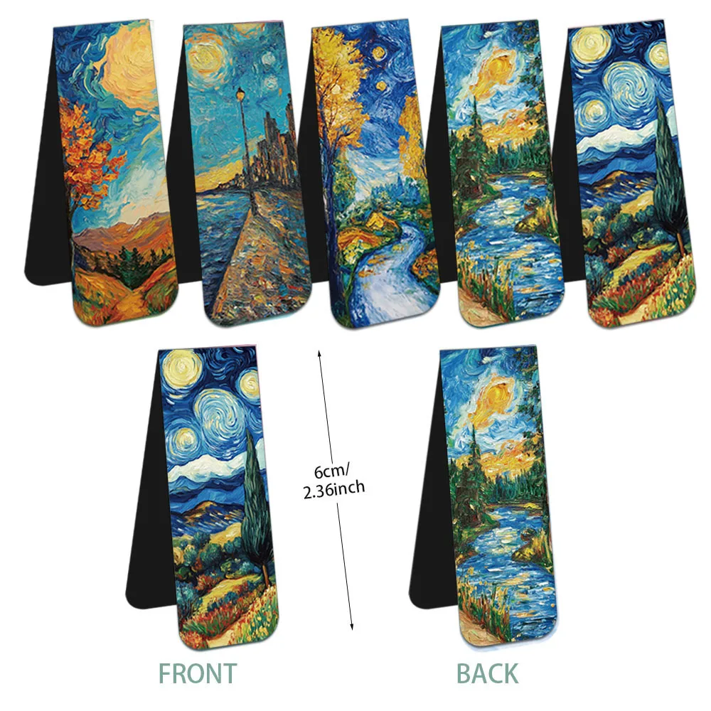 5 قطعة منتج جديد بسيط فان جوخ مشهد Ins نمط الغلاف الجوي المغناطيسي المرجعية لوازم الطلاب كتاب الديكور المرجعية #2