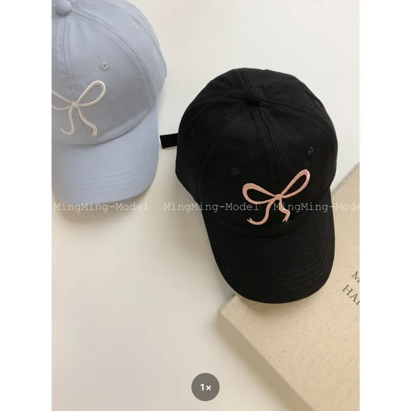 Cute and Tender Contrast Color Bowknot Embroidered Baseball Cap Multi-Color Fashion All-Match Peaked Cap Casual Female Hat