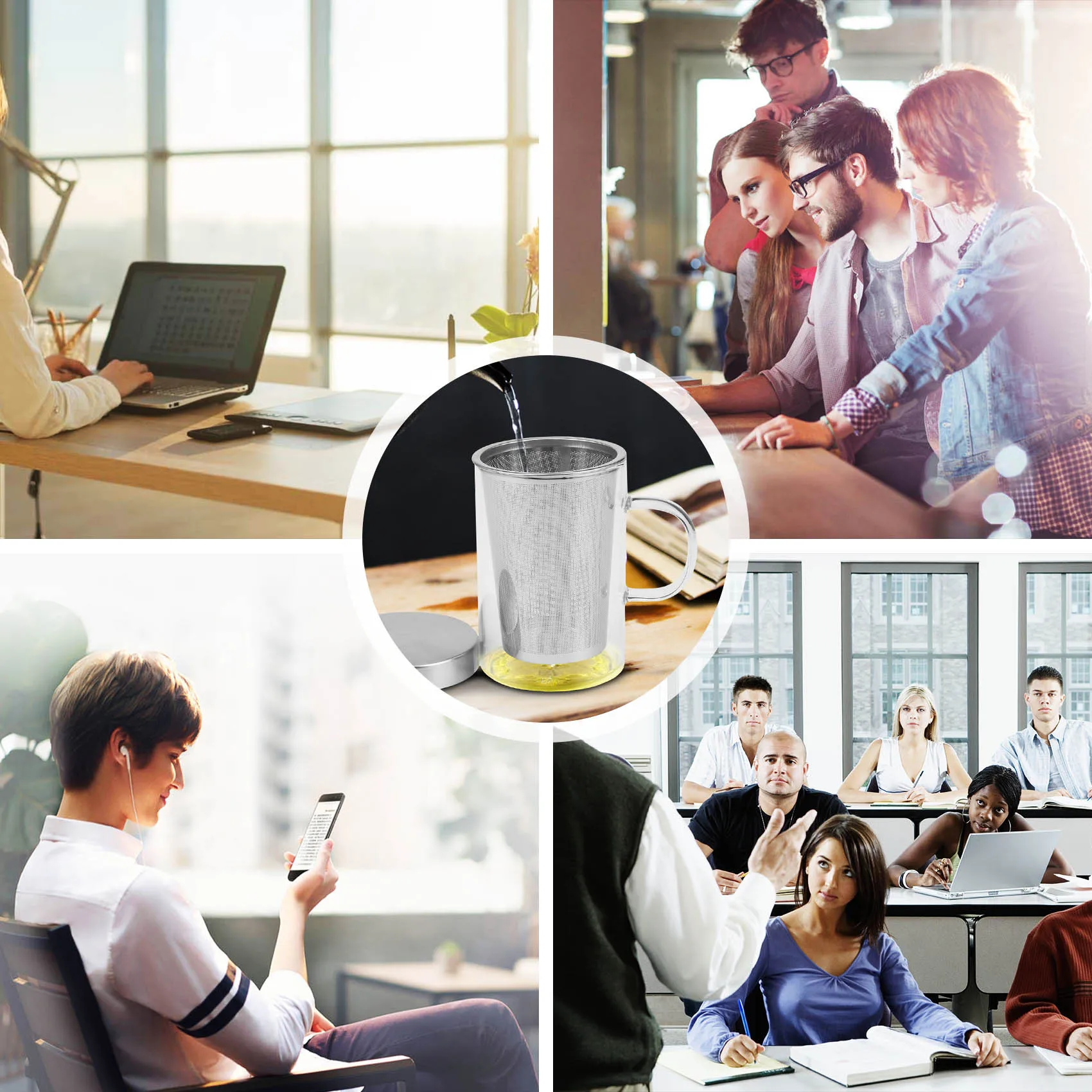 

A64E 500 мл дорожная термостойкая стеклянная кружка для заварки чая с крышкой из нержавеющей стали, кофейная чашка, стакан, кухонный термостойкий большой