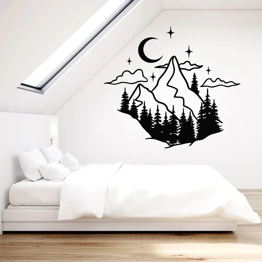 1PC Hot Sale Tree Mountain Art Sticker Waterproof Wall Stickers Study Room Vinyl Decals