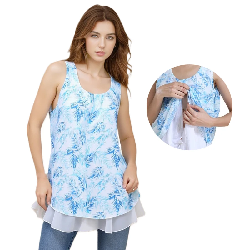 

Summer Chiffon Maternity Clothes Sleeveless Breastfeeding Tops Camisole For Postpartum Women Lactation T-shirt Nursing Tank Tops