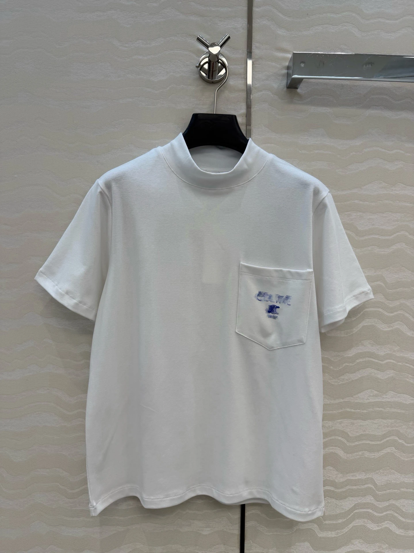 

Классическая универсальная футболка с декором, повседневная женская футболка с высоким воротником, модный простой хлопок для отдыха