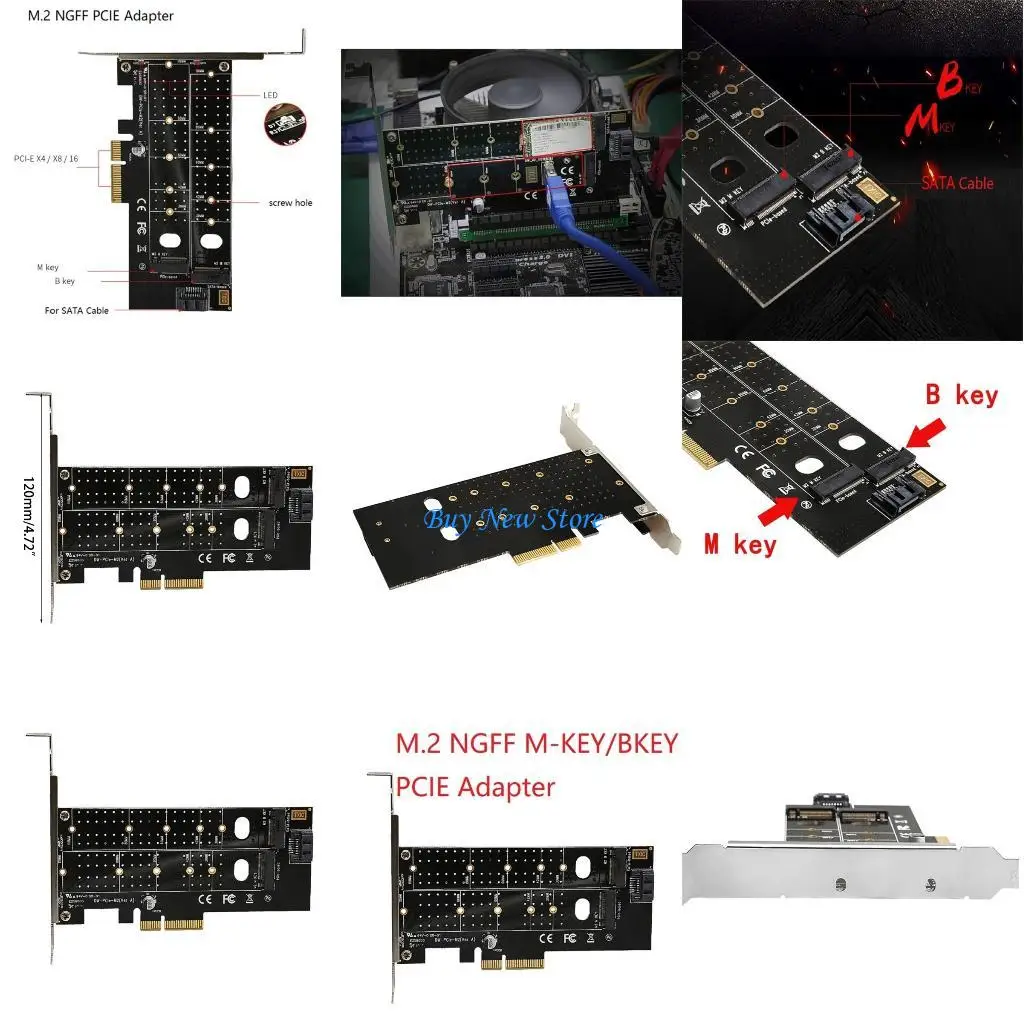 

20ce M.2 nvme ssd ngff to pcie adapter m-key/ b-key 30-110 мм SSD-карта PCI-Ex4 x16