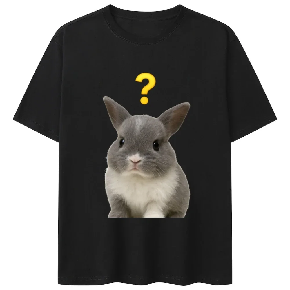 

2025 New Summer Short-sleeved Cute Rabbit Print Fashion Creative Men's and Women's Casual Versatile Short-sleeved Cotton Top