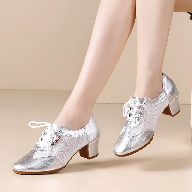 Genuine leather Women Latin Dance Shoes Hollow out Ballroom Dance Shoes Modern Jazz Teacher Shoe Salsa Dancing Shoes