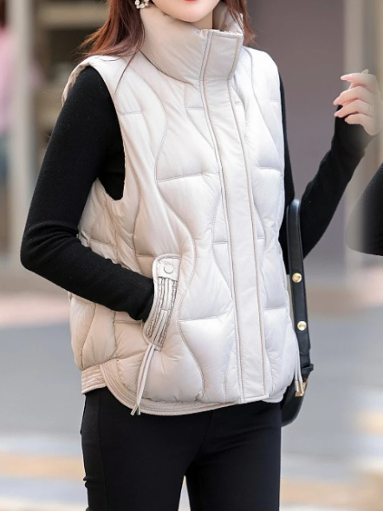 

Новый осенне-зимний жилет, женский свободный воротник-стойка, утепленная пуховая куртка с хлопковой подкладкой, хлопковый жилет без рукавов, верхняя одежда