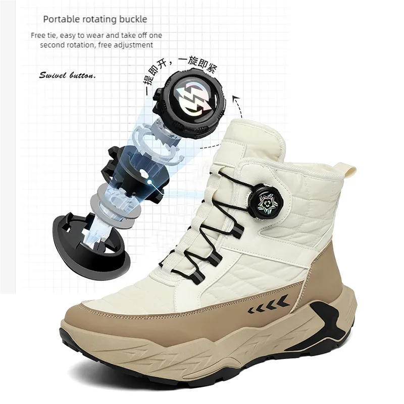 أحذية رجالية عالية الجودة من القطن الدافئ القطيفة شتاء جديد غير قابل للانزلاق في الهواء الطلق أحذية الثلوج غير الرسمية موضة جوكر أحذية العمل الشبابية أحذية قطنية #1