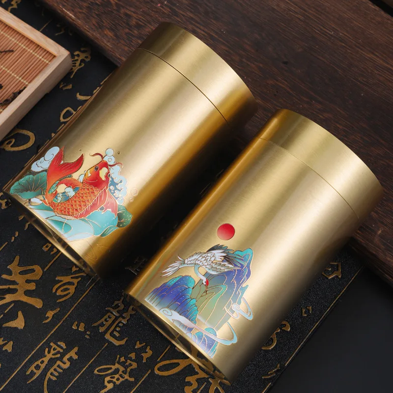 

Brass Tea Cans Sealed Cans Travel High-grade Copper Tea Cans Tea Set Tea Ceremony Copper Tea Storage Cans Tea Containers