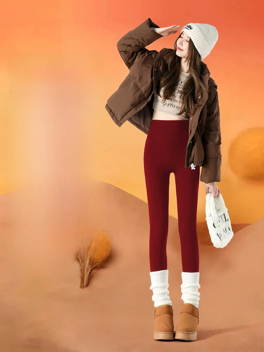 Calças de Yoga Femininas Ankela Thiened Fce de Cintura Alta, Calças Longas com Design Ark, Camada Base Quente para Outono e Inverno