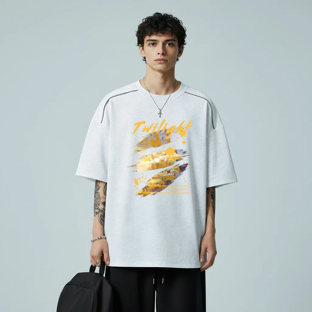 2026 New Black T-shirt Design Trendy Brand Casual Rascal Handsome Short Sleeve American High Street Men's Summer