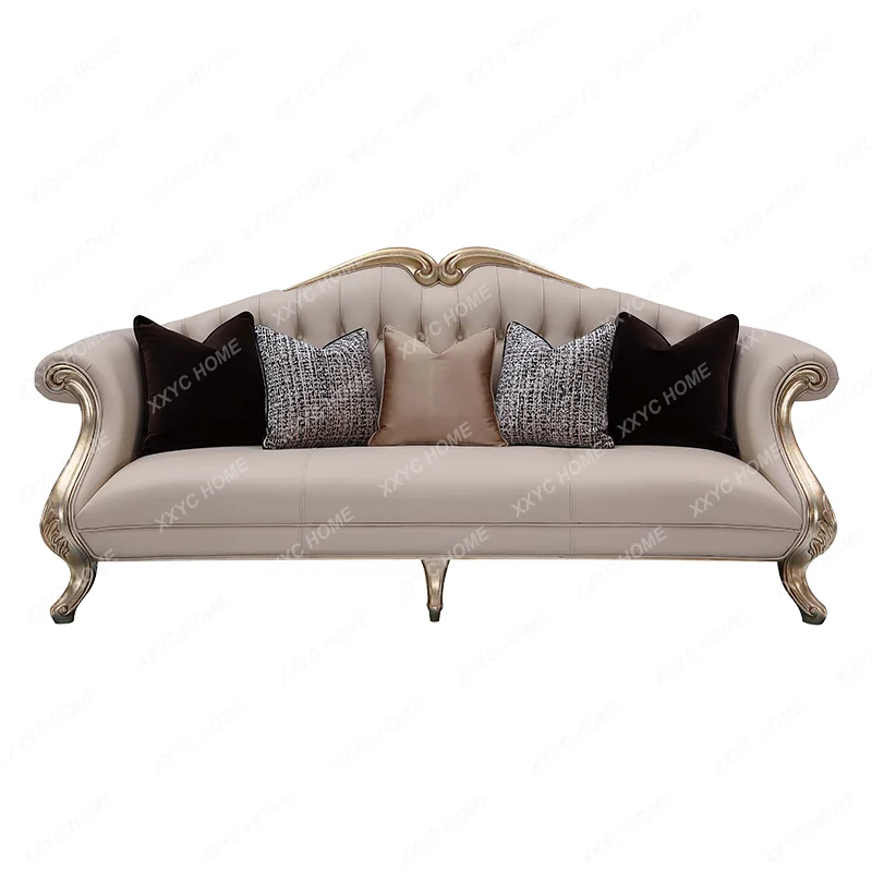 New Classical High-Grade Leather Single and Double Sofa for Three People Living Room Large and Small Apartment Type