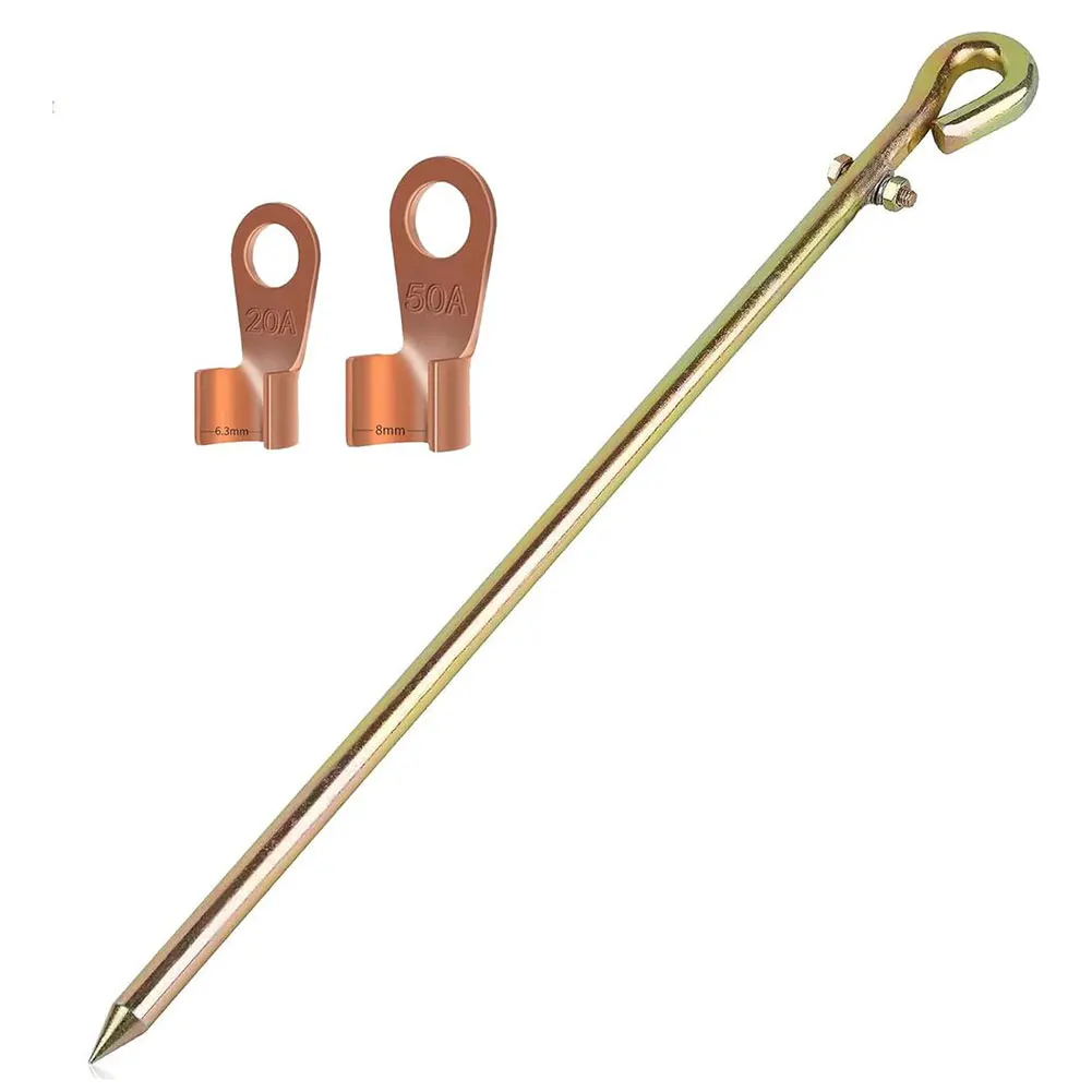 Ground Rod Kit with Copper Clad Finish and Flexible Wire for Generator For Solar Electric Fence and Antenna Grounding