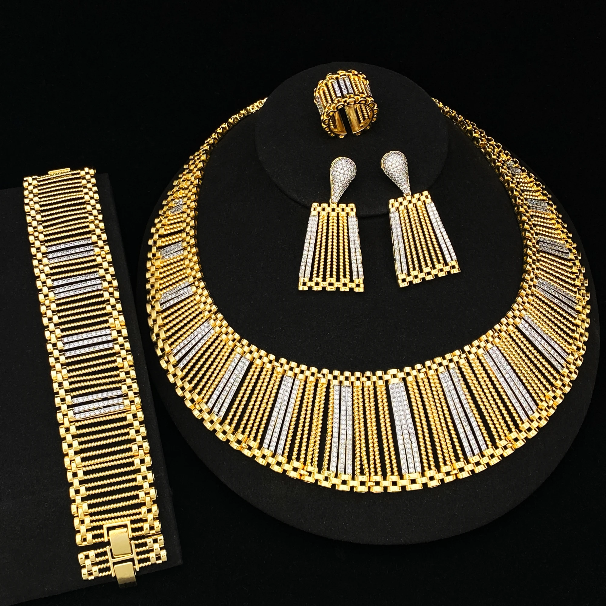 

JRH luxury jewelry woman high quality Wedding Bridesmaid Jewelry Sets Necklace Earring Bracelet Ring PartySets womens gifts sets