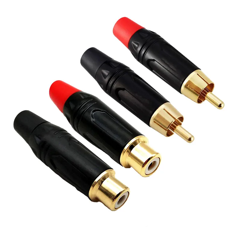 1pcs RCA Female/Male Audio Video Jack Connector Lotus Jack Black Plating Electrophoresis With Gold Plated Head