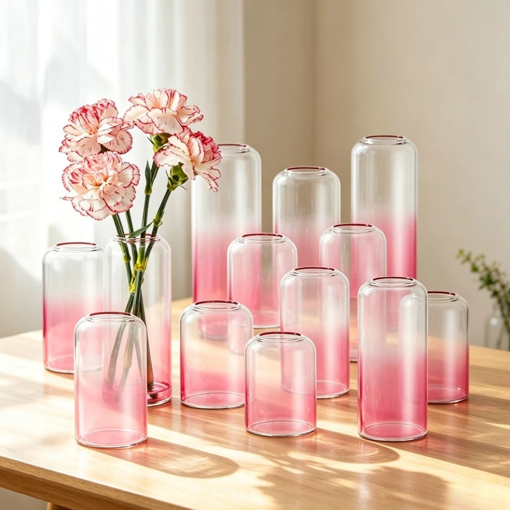 Colored Glass Vase Modern Concise Glass Nordic Style Bedroom Windowsill Home Living Room Tabletop Ornament