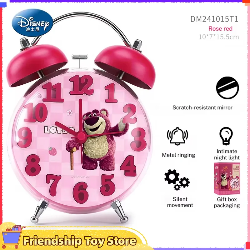 Disney Anime Alarm Clock School Wake Up Artifact Timer Girl Lotso Elsa Teenage Student Cartoon Backlit Cute Quartz Clock Gift