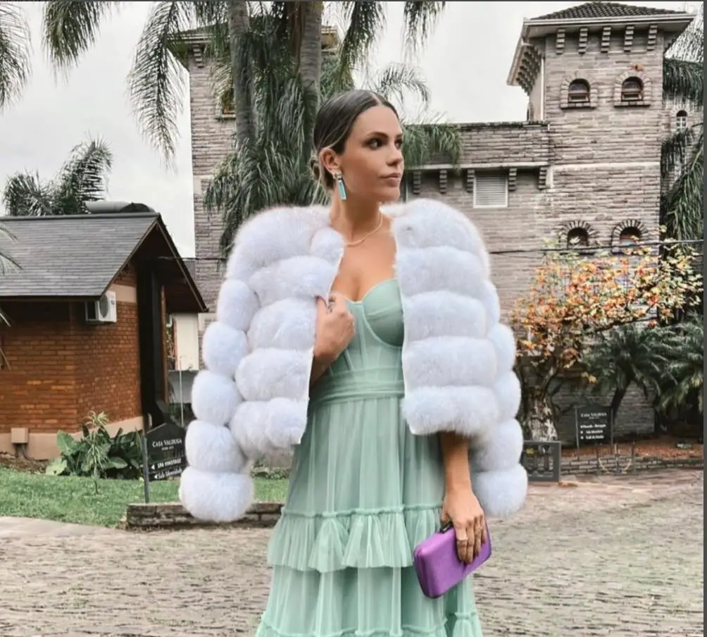 

2025 Winter Women's Faux Fur Coat For Female Comfortable Lady Faux Fox Fur Jacket Plaid Solid Long Hair Artificial Fur Jacket