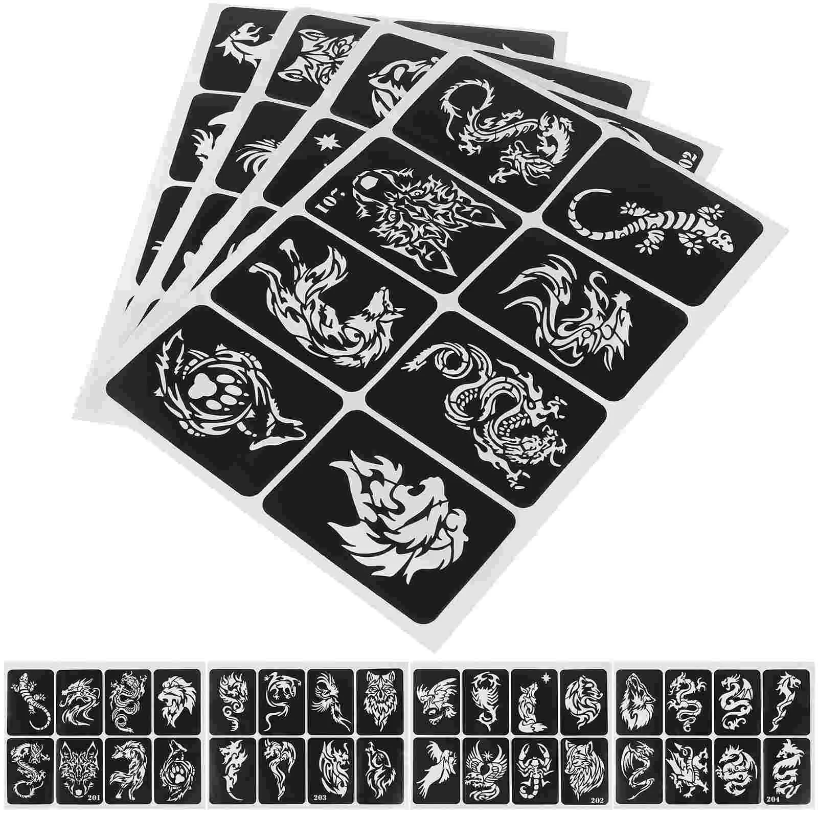 32 Pcs Stencils for Airbrush Glitter Tattoos Machine The Face Templates Men's Kit